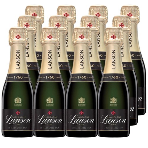 Case of 12 Bottles of Mini Lanson Le Black Creation Champagne 20cl – Ideal for Parties or Giveaways